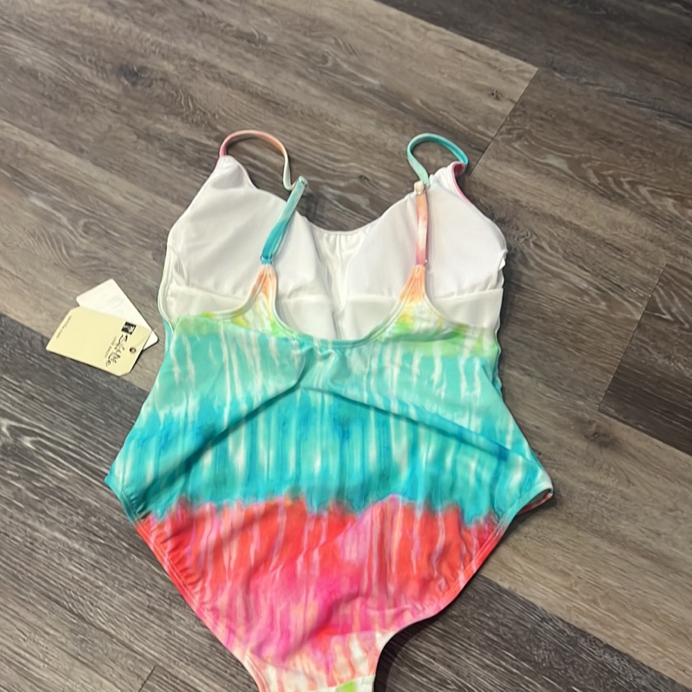 NWT Salt Life logo neon tie dye multicolor swimsuit one piece womens M - Picture 6 of 8